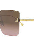 Fendi First Shiny Endura Gold Square Sunglasses