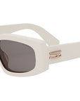 B.zero1 White Rectangular Sunglasses