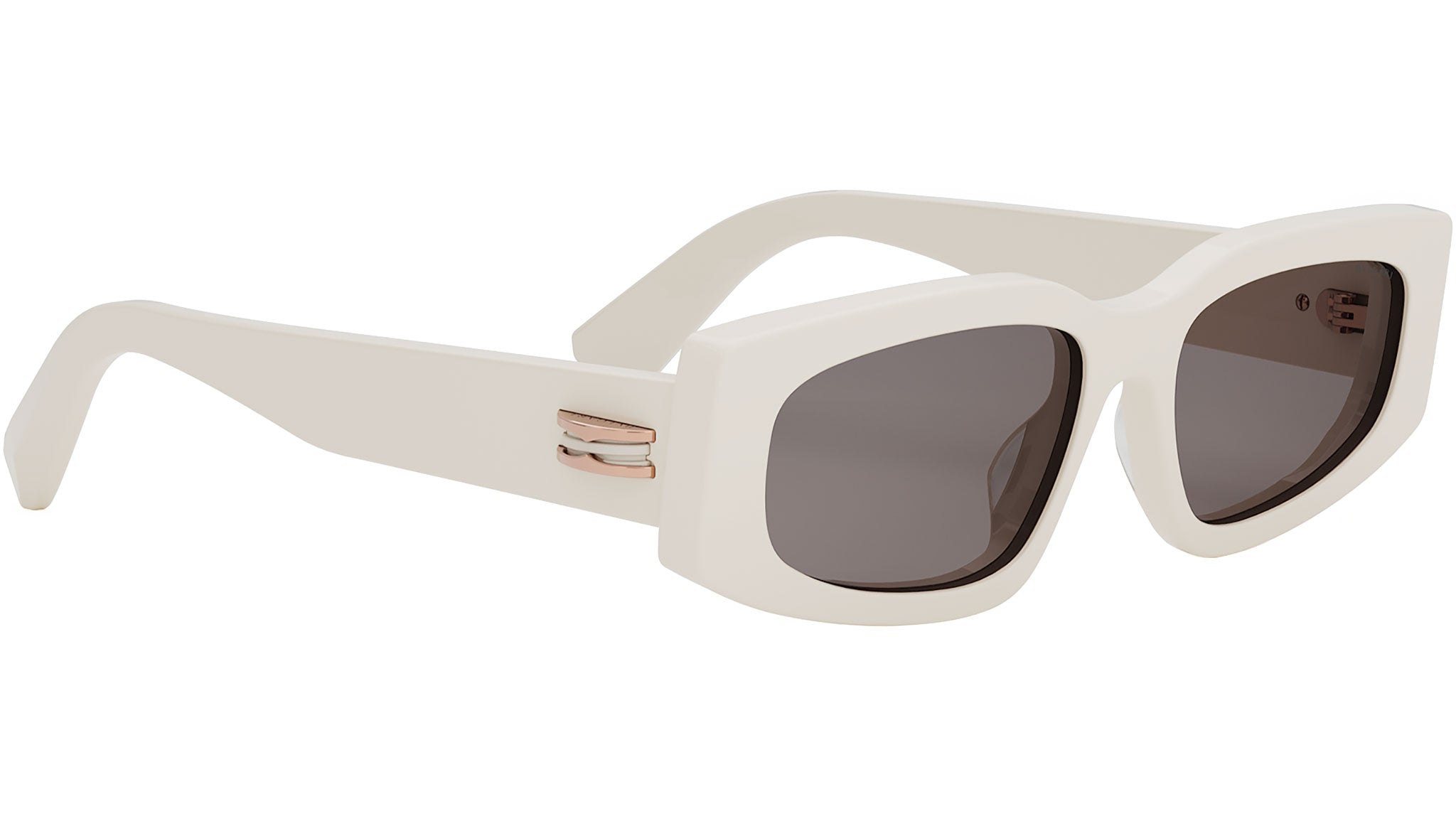 B.zero1 White Rectangular Sunglasses