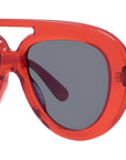 Curvy Red Pilot Sunglasses