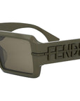 Fendigraphy Green Rectangular Sunglasses