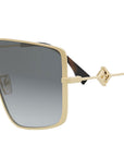 FF Diamonds Shiny Gold Geometric Sunglasses