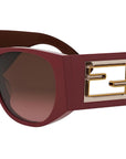 Baguette Red Oval Sunglasses