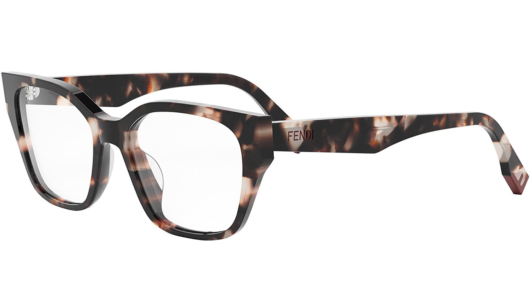 Fendi Way Red Havana Rectangular Eyeglasses