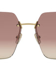 Fendi First Gold Square Sunglasses