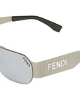 Fendi Cut Out Palladium Rectangular Sunglasses