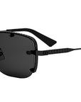 NeoDior S4U Black Rectangular Sunglasses