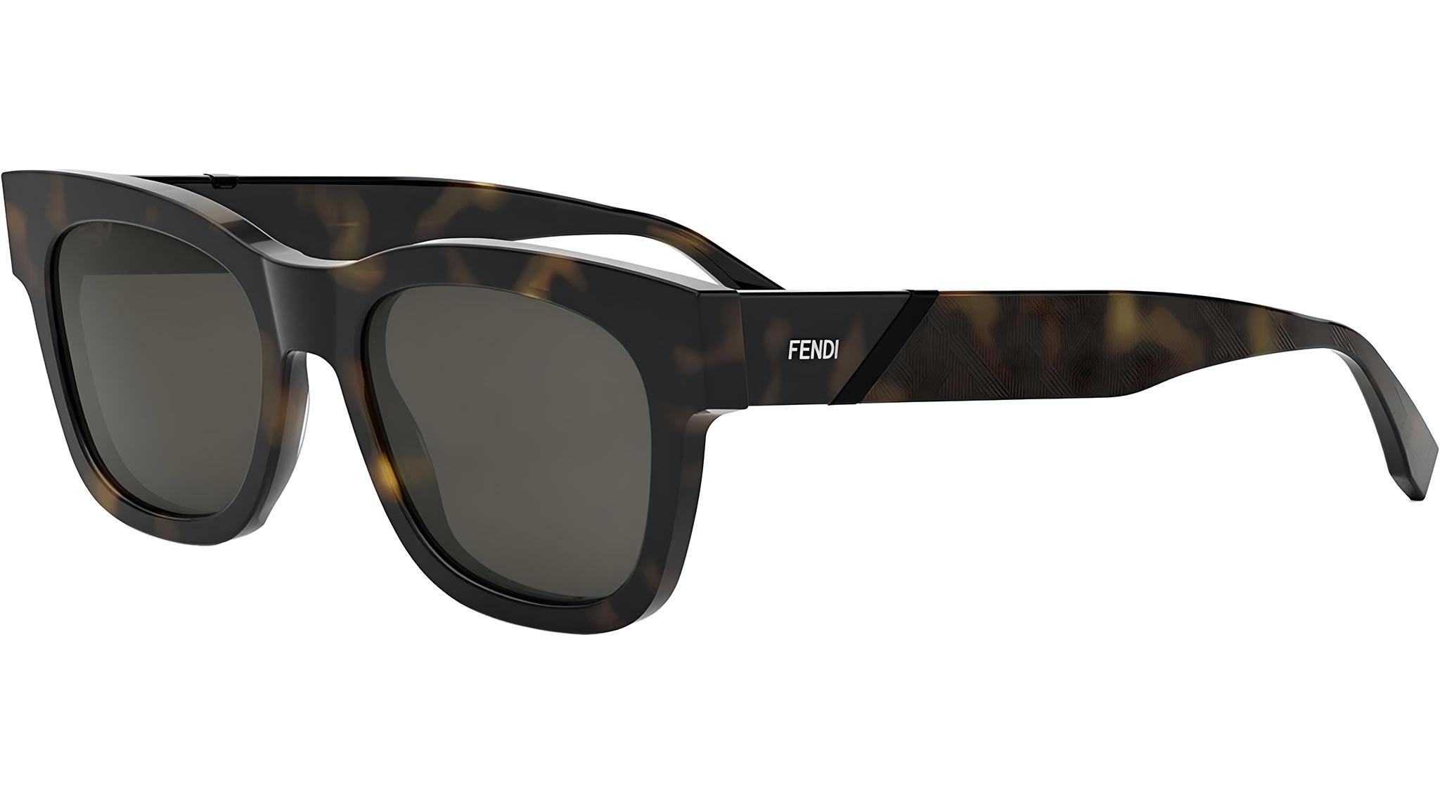 Fendi Diagonal Havana Square Sunglasses