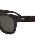 Fendi Diagonal Havana Square Sunglasses