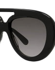 Curvy Black Pilot Sunglasses