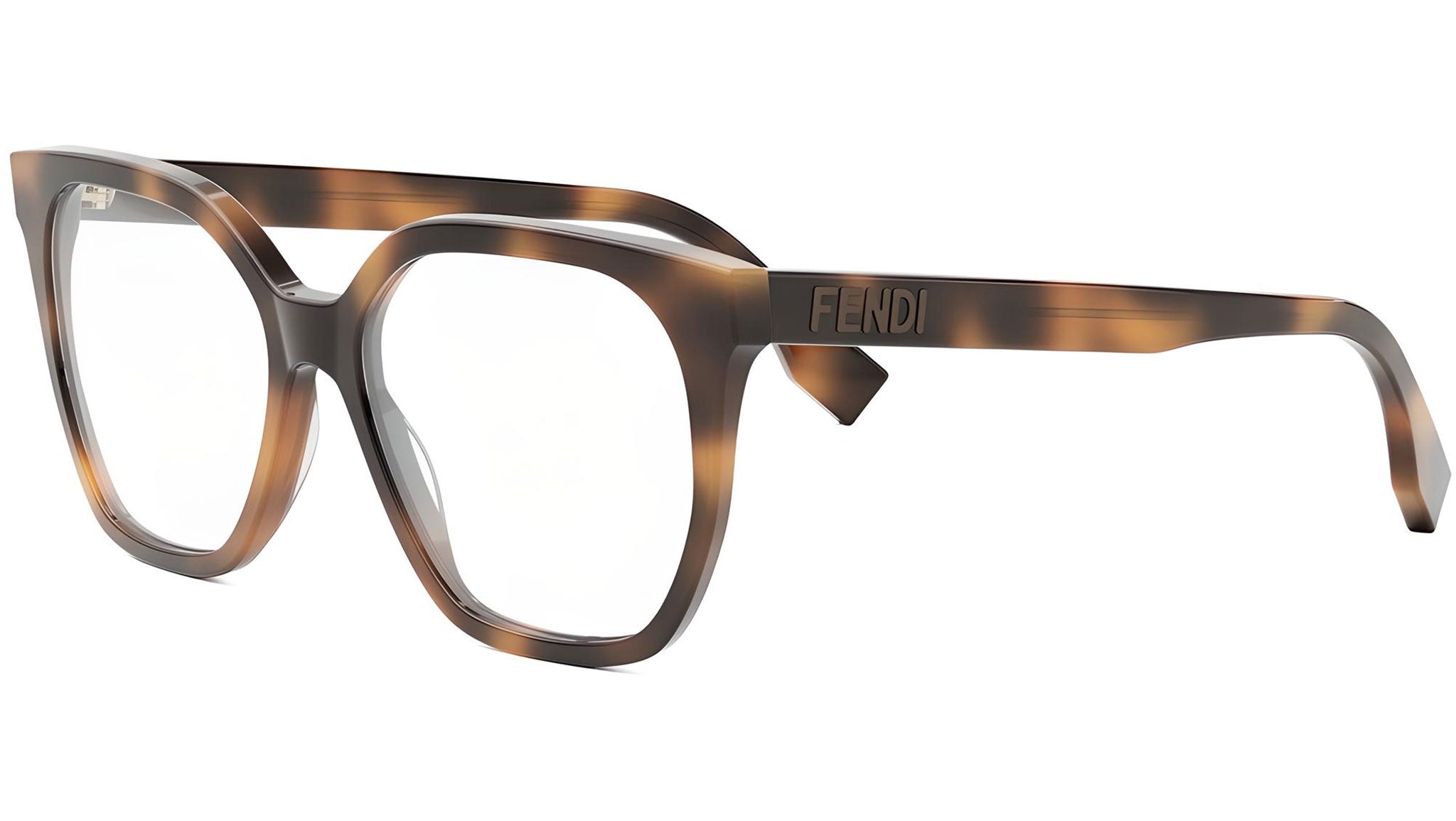 Lettering Havana Geometric Eyeglasses