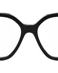 Lettering Black Geometric Eyeglasses