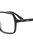 CELINE Thin Shiny Black Geometric Eyeglasses