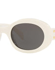 Triomphe White Oval Sunglasses